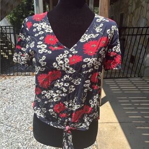 Madewell floral blouse with tie
